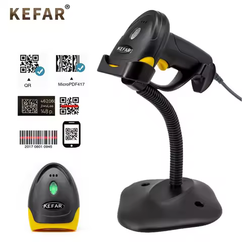 KEFAR Auto Scan 2D Scanner Bluetooth Wired Wireless 2.4G Barcode Scanner Handheld QR Codes Reader fo