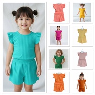 BUTTERFLY PLAIN AERIEL TODDLER TERNO (2-3Y.O), WAFFLE MIXED FAB COTTON, COMFY SOFT, RANDOM COLORS