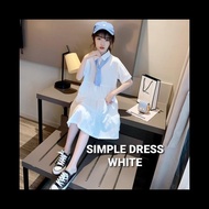 TREND SIMPLE DRESS WHITE BAJU CASUAL ANAK PEREMPUAN PUTIH KOREA IMPOR