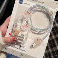 Heart Bear Cable Wrapping Set Cartoon Charger Case Apple Adapter 35W Protector Of 5 USB 20w 18w 35W