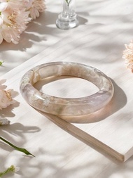 櫻花瑪瑙手鐲 冰透紫粉水中花正鐲 夏日冰涼感 52圈口