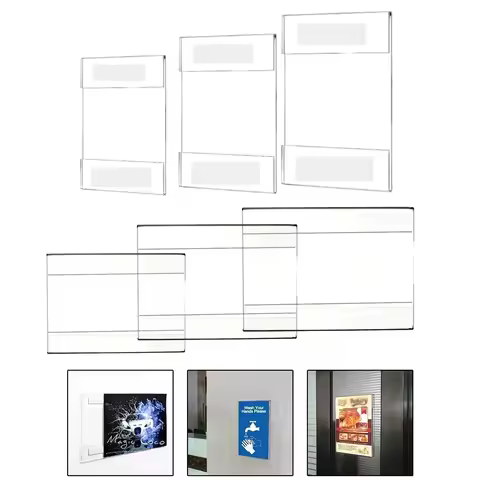1Pc Acrylic Photo Frame No-punch Wall-Mounted Transparent Price Tag With Table Sign A4/A5/A6 Display