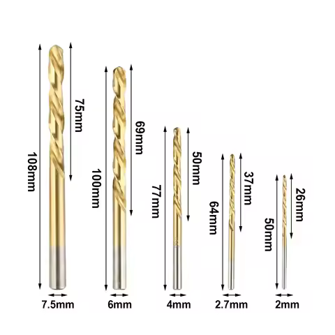 Left Hand Drill Bit 3.2/4.8/6.4/8.0/8.7mm Extractor Tools Gold HSS Screw Bolt Remover Convenient 5 P