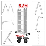 Tangga Lipat 3.7M/4.7M/5.8M Meter Tangga Paduan Aluminium Rumah Tangga Multifungsi Tangga Dekorasi K