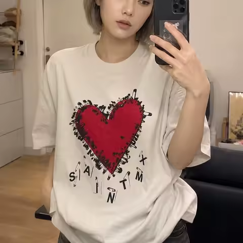 Yao Fashion Mx6 Vintage Outdoor Love Pin Printing Kanye West Cotton Casual Hip Hop Washed Retro Styl