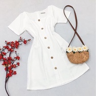 U-neck coconut button dress in 2 colors