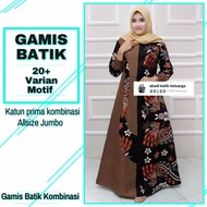 Gamis batik wanita ibu modern kombinasi allsize jumbo muslimah grosir
