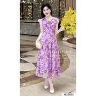 MDU4355 Designer Dress with Outstanding and Exquisite Floral Patterns, Slightly Flared Long Skirt fr