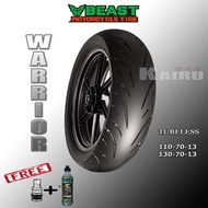 130/70-13 TL  BEAST TIRE / MOTORCYCLE TIRE BEAST WARRIOR SR30 130/70 - 13 TL BEAST TIRE RIM 13 TUBEL