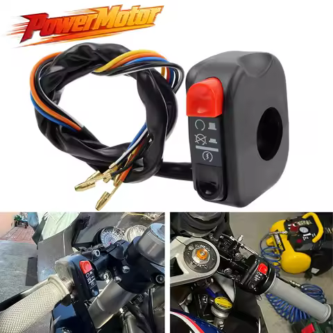 Motorcycle 7/8" Multi-function Handlebar Mount SwitchStart Stop Kill On Off Button Side Right Switch