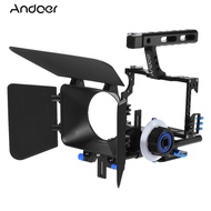 Andoer C500 Aluminum Alloy Camera Camcorder Video Cage Rig Kit Film Making System w/ Matte Box + Follow Focus + Handle + 15mm Rod for Panasonic GH4 for Sony A7S/A7/A7R/A7RII/A7SII ILDC Mirrorless Camera