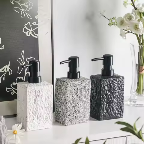 Creative Frosted Coarse Dot Ceramic Lotion Bottle Black Press Dispensing Bottle Bathroom Accessories