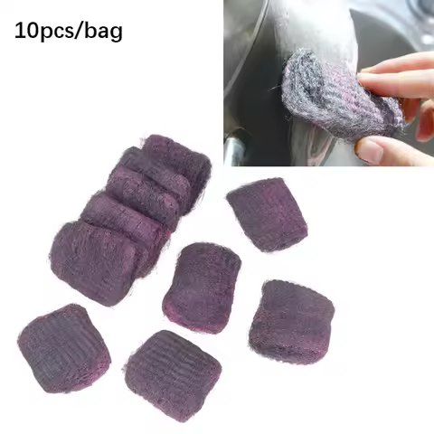 10Pcs Steel Wool Pads Rich Foam Utensil Cleaning Scrubber Scouring Pads Reusable Pre-Soaped Pad For 