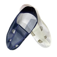 Cleanroom ESD PVC Leather Butterfly (4 Holes) Shoes, White & Dark Blue | ESD Clean Space Shoes