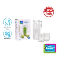 Home Gallery Arrezo Glass Pitcher Set 1Ltrs. w/ 2pcs Glass Tumbler 9oz BPA Free Stain Free Stylish