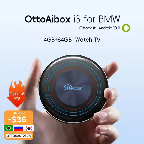 Ottocast I3 Ai TV Box for BMW Hyundai BYD Wireless CarPlay Car Accessories Android 13.0 QCM6125 8 Co
