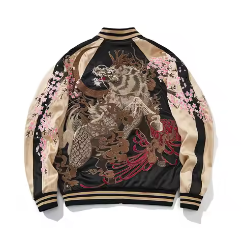 Embroidery China Wind Guochao Heavy Industry Embroidery Beast Kirin King Original Jacket Men's Casua
