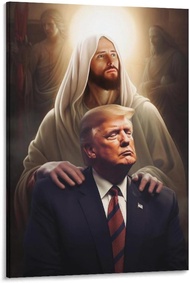 BybiO Bức Tranh Canvas Donald Trump Jesus Christ Dán Tường 08x12inch (20x30cm) cho Phòng Khách & Phò