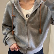 Loewe 皮革抽繩連帽外套 #xs