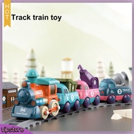 (VIP)  1 Set Railway Tracks Toy Magnet Adsorption Cartoon Train Head Engineering Vehicle DIY Assembly Interactive Toy with Light Music Electric Construction Truck Railway Toys Chil