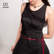 Women's Tanktop SAKER Reverse Sleeveless Top Black Bodycon Basic Daily Wear