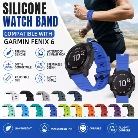 26/22mm QuickFit Silicone Watch Band for Garmin Fenix 6X GPS 6X Pro Sweatproof Sport Wrist Strap Acc