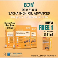 BJN Sacha Inchi Oil 60 Capsules | Omega 3-6-9 + Vitamin D & K | Vegan Halal Taiwan BUY 3 BOXES @ $ 1