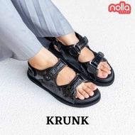 Sandal Tali Wanita Croco Hitam Krunk Nolla shoes