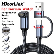 HdoorLink 2in1 Charger Cable For Garmin Fenix 8 7 6 6X 5S 5X/Instinct 2/Venu 3 2/Vivoactive 4 3/Fore