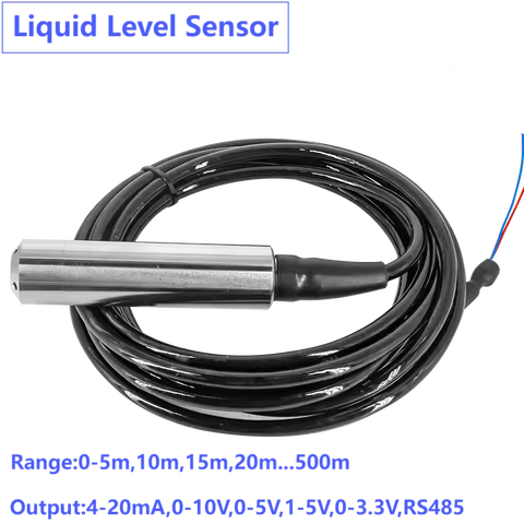 Submersible Liquid Level Sensor Transducer 0-1m 3m 5m to 4-20mA 0-10V 0-3.3V Liquid Pressure Transmi