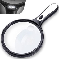 145MM放大鏡套裝 – 黑色 145mm Magnifying Glass with LED - Black 手持式放大鏡黑色LED帶燈5倍 10倍 130mm直徑玻璃鏡片高倍放大鏡 Magnify