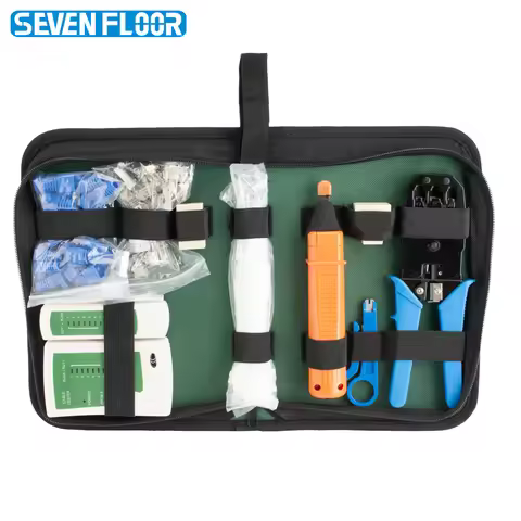 Cat5 Cat5E RJ45 Crimping Tool Kit 8P6P4P Network Tester Impact Punch Down Tool Cable Ties Shielded 2