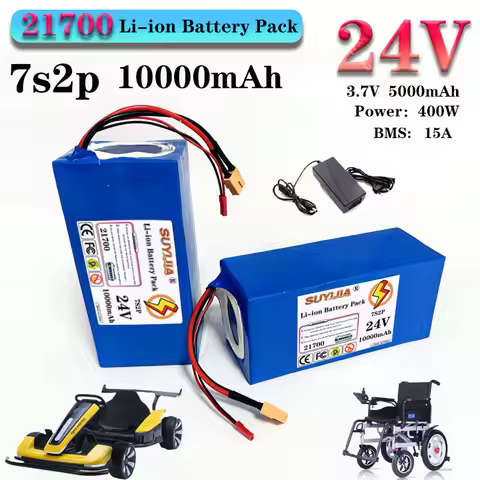 2026 new lithium ion 10000mAh 24V 7S2P 21700 suitable for electric scooters and power tool battery p