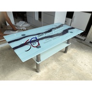 GLASS COFFEE TABLE 2-TIER GLASS SOFA TABLE/