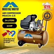 SYK Mostaz Moto MSAC24-2.5 24 Liter Air Compressor Mesin Compresor Angin Kompressor Angin + FREE GIF