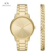 Armani Exchange Male Analog Watches ( AX7144SET ) - Quartz, Gold Case, 42 MM Round Dial,  Gold Stain