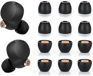 JNSA Silicone Ear Tips Replacement for Sony XBA MDR WF Earphones, Compatible with WF-1000XM4,1000XM3, C500,SP800N Earbuds Tips Eartips Ear Caps, Fit in case, S Size 6 Pairs,Silicone Black/Small