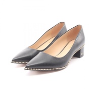 【二手，A級】COACH女士黑色鉚釘皮革高跟鞋