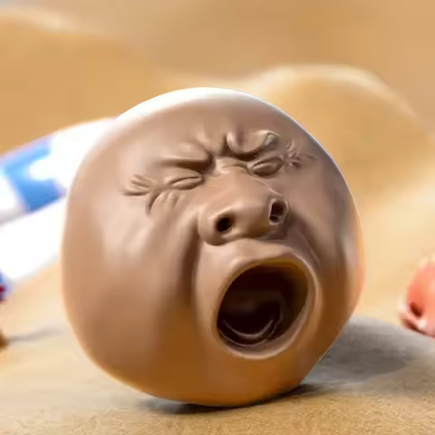 Yawning Water Gun - Cute & Funny Squirt Face Expression, Plastic, Ideal for Travel & Pocket Games, A