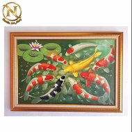 Lukisan ikan koi 60x90 plus Bingkai