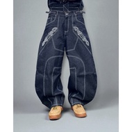 Casual Bawwa | RAW DENIM (STITCH MATERIAL) | DAVY SERIES | BLUE BLACK | BARREL CURVE Baggy Pants Bro