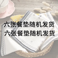 Blue Floral Cotton Linen Western Dining Tablecloth Plate Mat Nordic Style Square Shape Fresh Popular