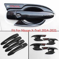 LCX 1 Set Car Carbon Fiber Door Handle Sticker Door Bowl Sticker for Nissan X-Trail T32 2014-2021 Auto Exterior Accessories