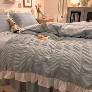 全城熱賣 - 水洗泡泡紗套裝（MK泡芙小姐-寧靜藍）【2.2ｍ四件套：床單款-被套220*240】