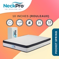 NeckPro Rouleaux 10 Inches  Pocketed Spring Mattress (10 Years Warranty) Compressed & Rolled Mattres