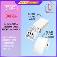 A6 Waybill Thermal Sticker 100x150mm Roll Sticker A6 Fold 500pcs Sticker A6 350pcs Thermal Sticker