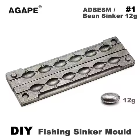 Agape DIY Fishing Bean Sinker Mould ADBESM#1 Bean Sinker 12g 6 Cavities