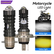 LOVETOUCH Motorcycle Headlight LED H4 Hi/Low P15D White Yellow Dual Colors Headlight Projector Lens 
