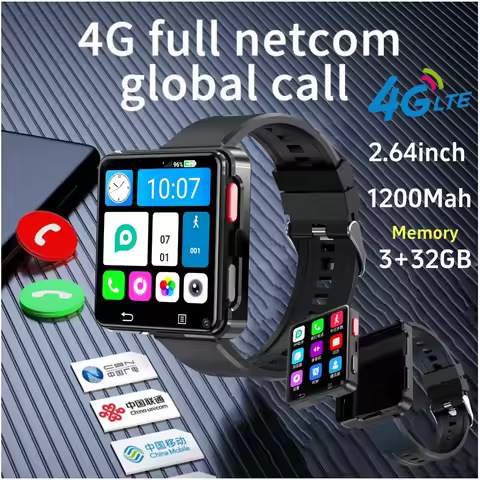 Android Smart Watch Men 4G SIM Card 3GB RAM+32GB ROM Android 11.0 With 500W Dual Camera WIFI GPS 2.6
