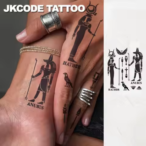 Waterproof Semi-permanent Tattoos, MINIMAL TATTOO,ANUBIS Temporary Tattoos, Botanical, Finger Tattoo